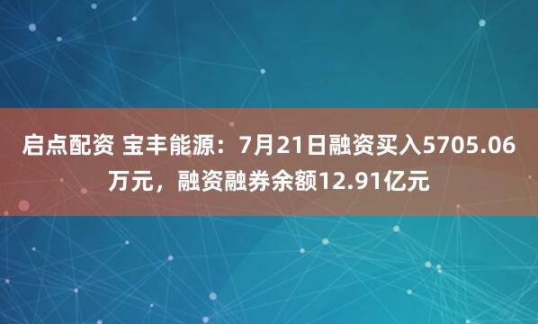 启点配资 宝丰能源：7月21日融资买入5705.06万元，融资融券余额12.91亿元