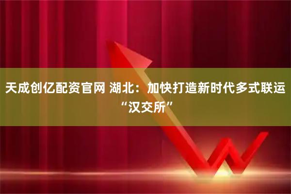 天成创亿配资官网 湖北：加快打造新时代多式联运“汉交所”